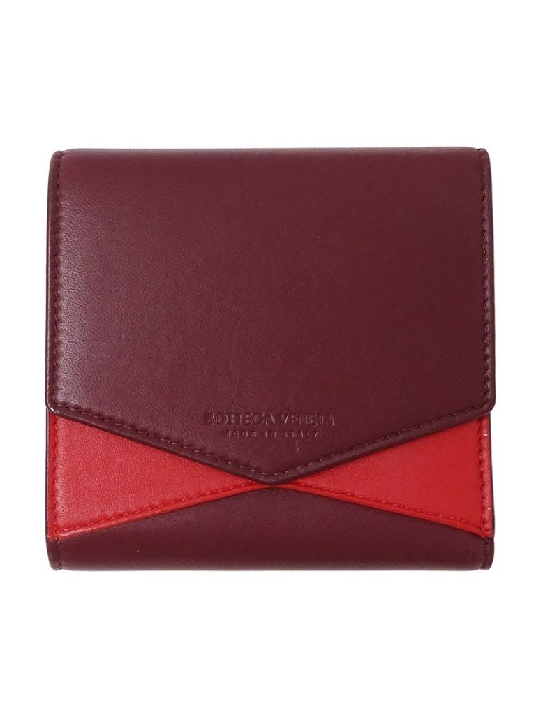 Bottega Veneta Wallet Bifold Leather Gold Red Wine Mini
